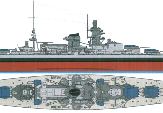 Корабль DKM Scharnhorst [Battleship] (1940) - чертежи, габариты, рисунки